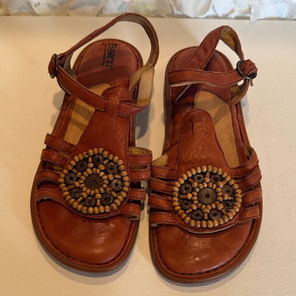 Born Shoes - Born Leather Beaded Brown Women's Sandals
